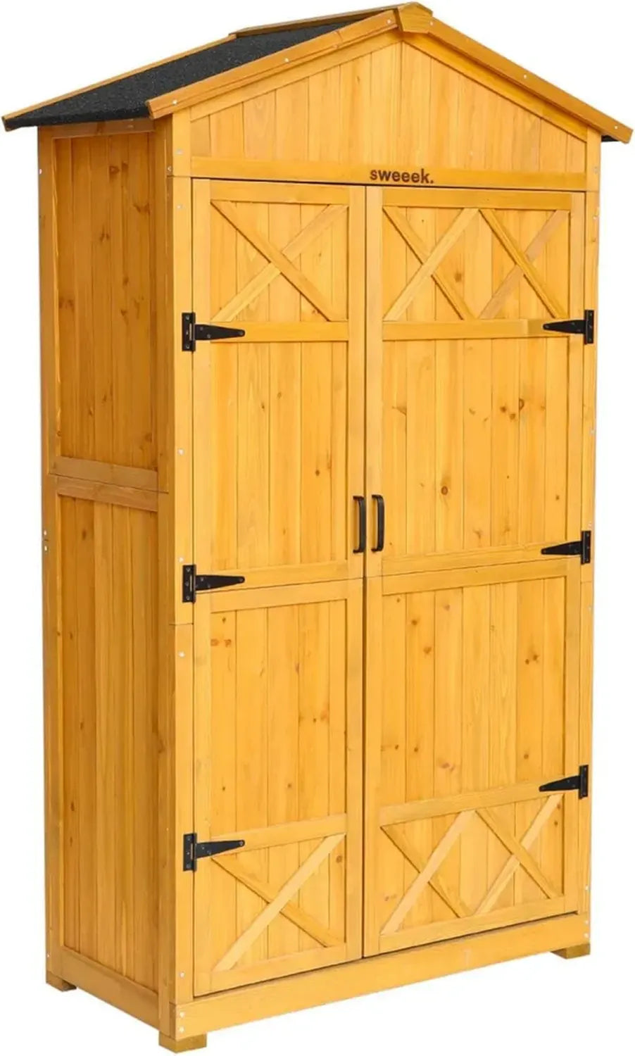 Sweeek - Abri de Jardin en Bois avec 6 Compartiments de Rangement 105x55,5x178,5 cm