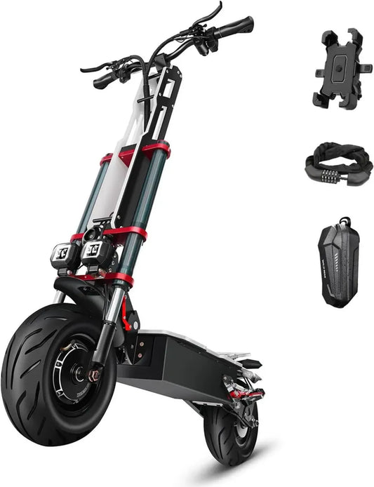 Trottinette électrique adulte Lohang, moteurs doubles, batterie lithium 60V 38AH, autonomie 100 km, pneus 12 pouces, suspension intégrale, charge maximale 250 kg.