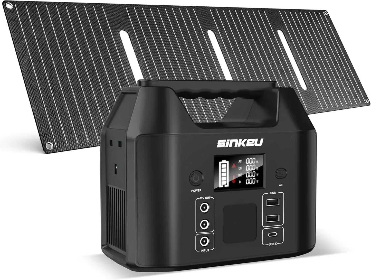 Générateur Solaire Portable 96Wh, Batterie LiFePO4 30000mAh avec Panneau 40W, Prise 230V, pour Camping et Jardin