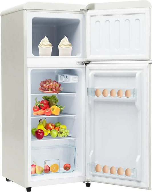 Réfrigérateur rétro compact 92L, 105.5cm de haut, 41cm de large, congélateur 28L, double porte
