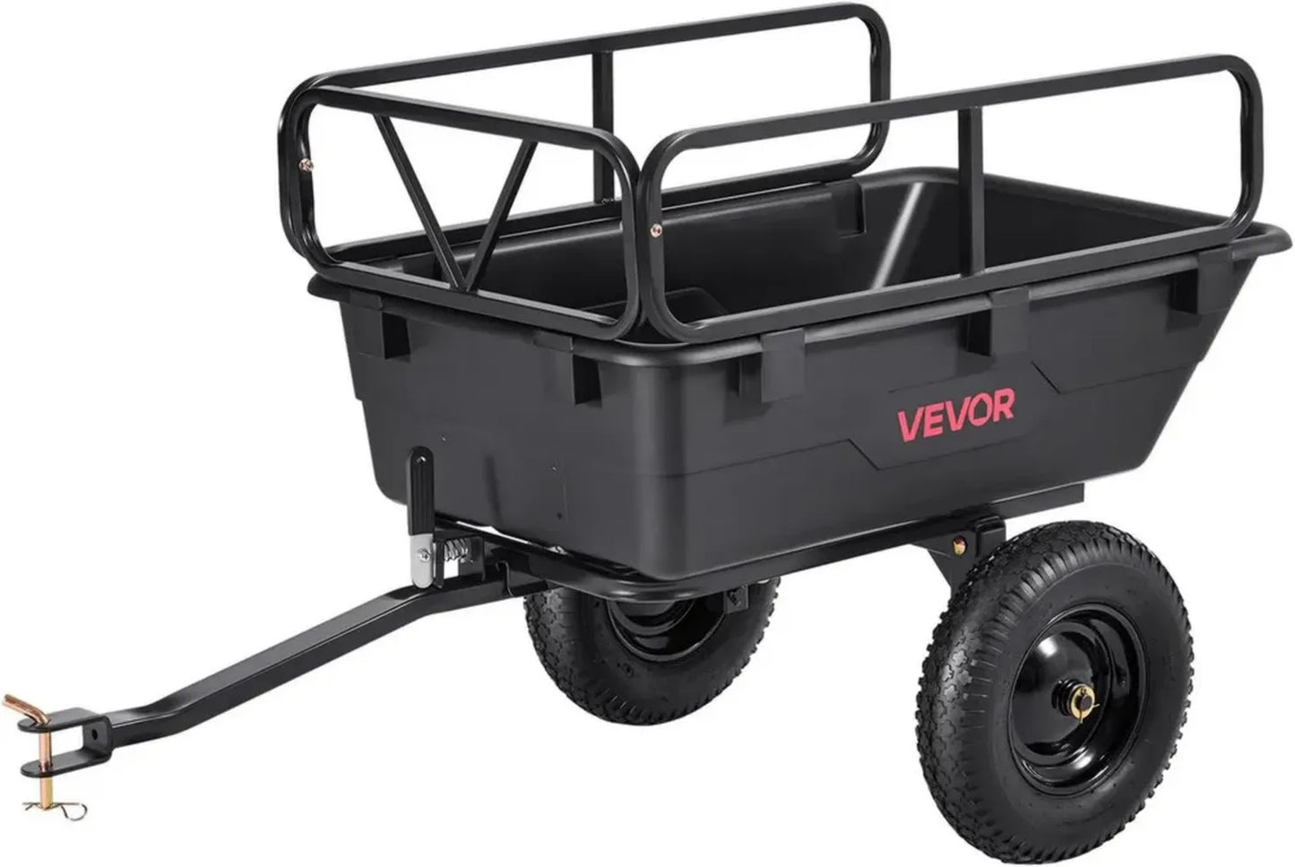 VEVOR Remorque de Jardin Basculante 283 L, Polyéthylène, Charge 227 kg, Pneus 41 cm, Compatible VTT et UTV