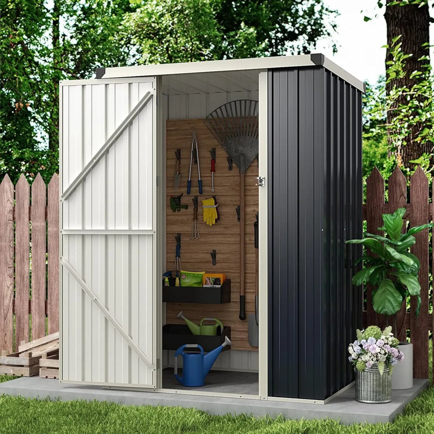 Cabane de Jardin en Acier avec Porte Verrouillable - 1m²
