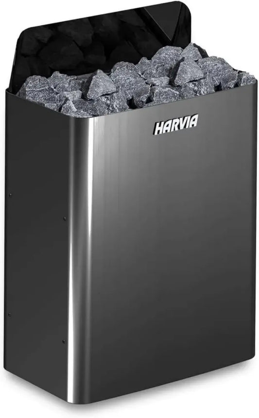 Poêle Électrique Harvia 4,5 KW pour Sauna Bois - Acier Noir Inoxydable avec Commande Externe