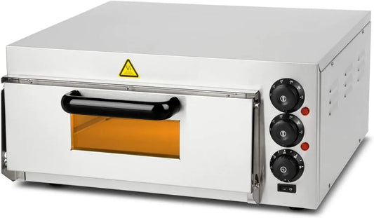 Four à pizza électrique 2000W en acier inoxydable avec pierre réfractaire, température ajustable jusqu'à 350°C, minuterie intégrée