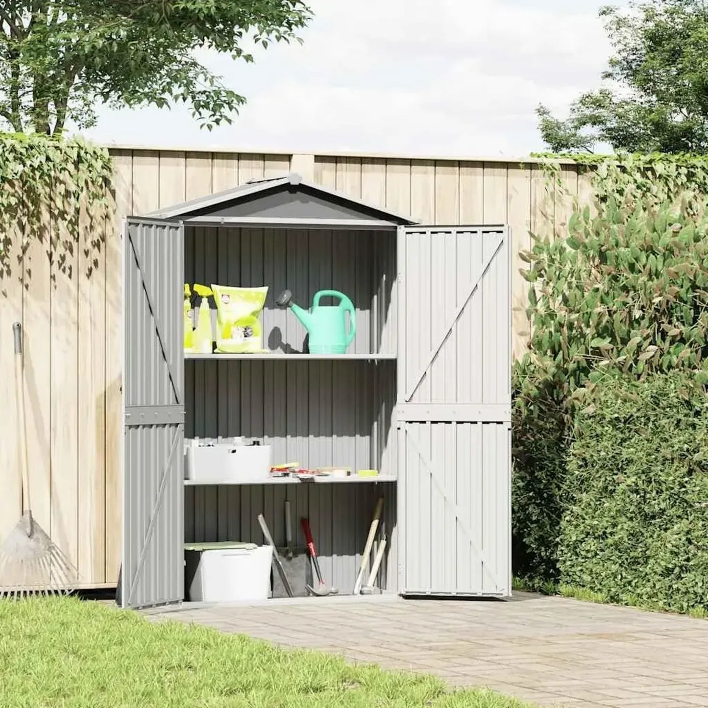 Abri de Jardin en Acier Galvanisé Gris 116x45x175 cm