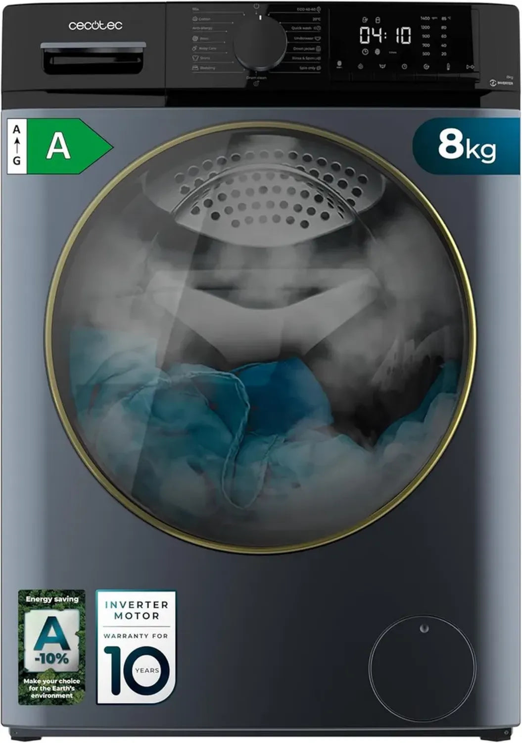 Lave-linge Frontale 8kg Cecotec Bolero DressCode 8610 - Inverter, 1400 RPM, 15 Programmes, SteamMax