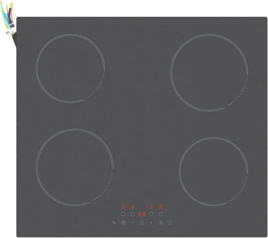Plaque à Induction STARCHARTS en Verre Noir Mat, 4 Zones de Cuisson