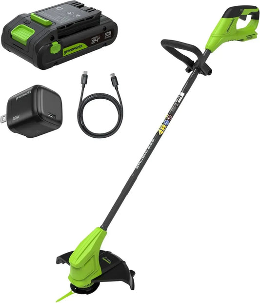 Tondeuse à Gazon sans Fil 24V Greenworks Gen2, 25 cm, Hauteur Réglable, 2,0 Ah Batterie Incluse