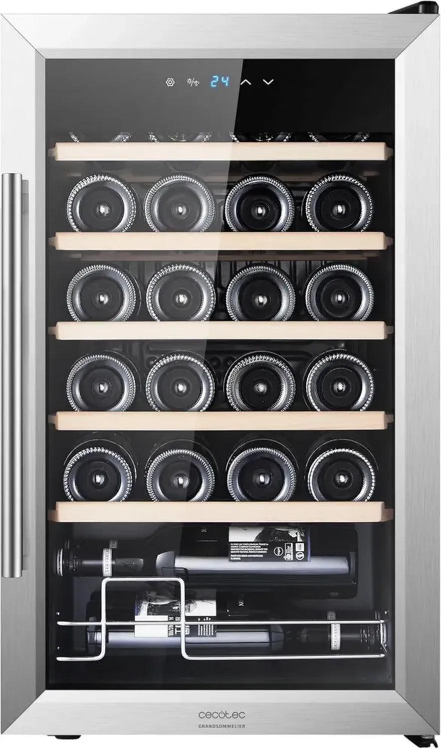 Cave à Vin Cecotec Bolero GrandSommelier 2450 Inox, 24 Bouteilles, Température Réglable 5-18°C