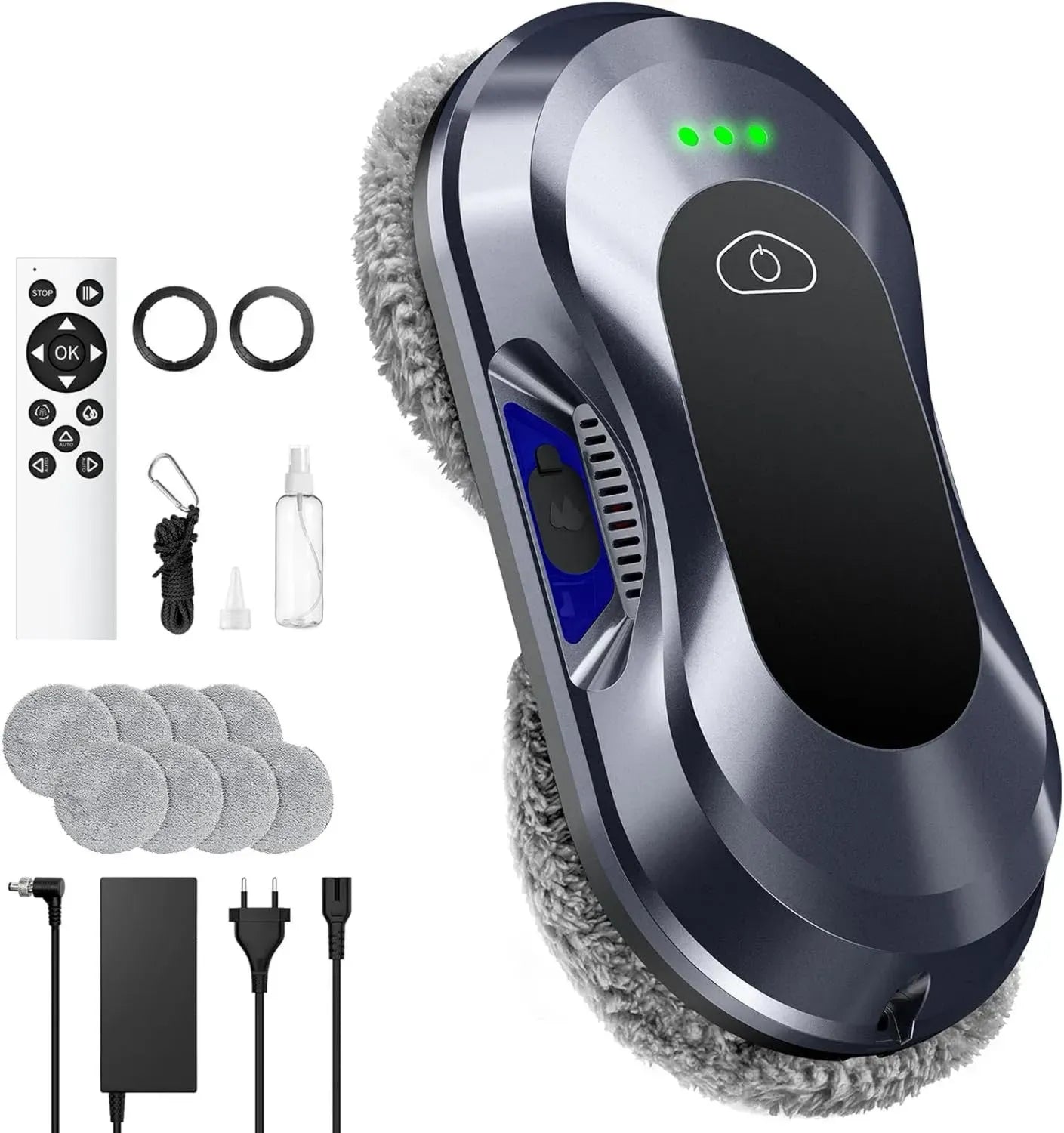 Nettoyeur Automatique de Vitres 2025, Aspiration Puissante 6000 Pa, Double Buse, Itinéraire Intelligent, 3 Modes de Nettoyage pour Fenêtres et Surfaces Vitrées