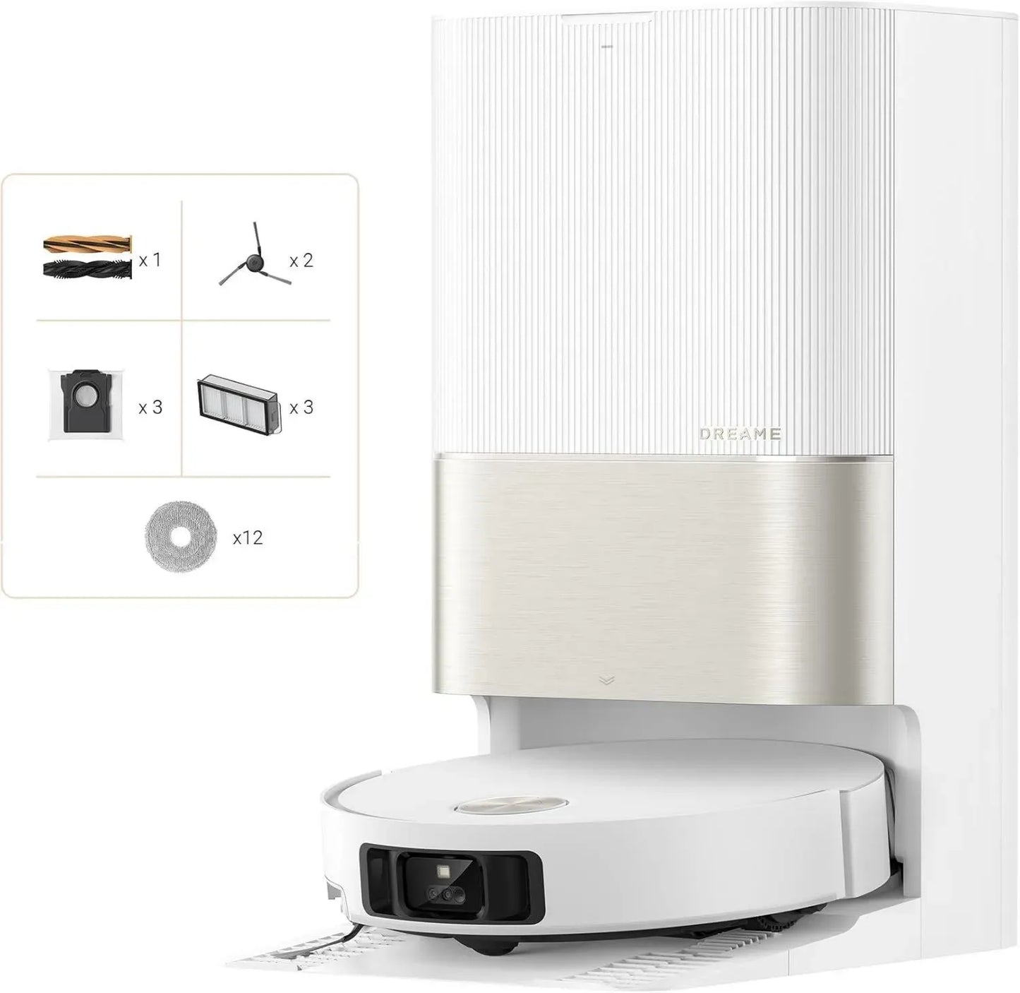Aspirateur Robot Dreame X50 Ultra avec Station - Puissance 20000Pa, Fonction Montée 6 cm, Design Compact 89 mm, Brosse Latérale Extensible et Serpillière, Nettoyage Haute Température 80°C