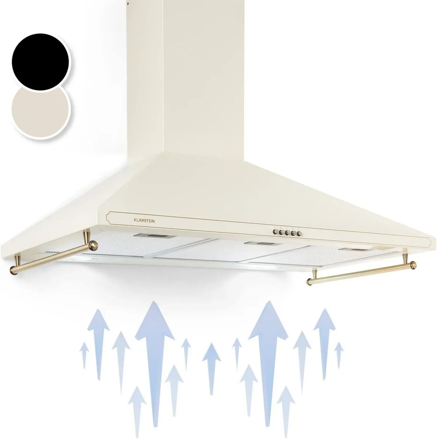 Klarstein Hotte de Cuisine 90 cm, Filtre Aluminium, Débit 645 m³/h, Éclairage LED, Silencieuse et Efficace