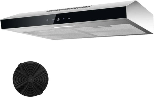 TopStrong Hotte Aspirante 60 cm avec Filtre à Charbon Actif, Évacuation et Circulation d'Air, 201 m³/h, Commande Tactile 3 Vitesses