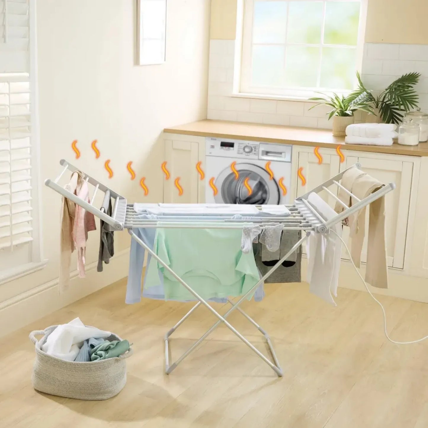 Sèche-linge électrique pliable 230W avec 18 barres - Séchage rapide à 55°C