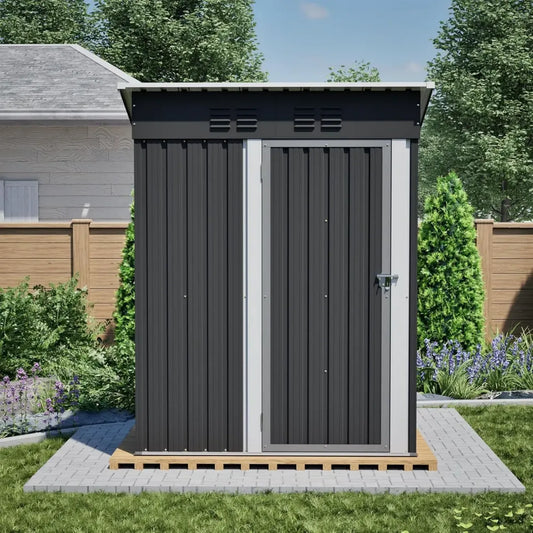 Abri de Jardin en Métal 152x84x182 cm avec Porte Verrouillable - Résistant aux Intempéries et UV pour Outillage - Couleur Noire