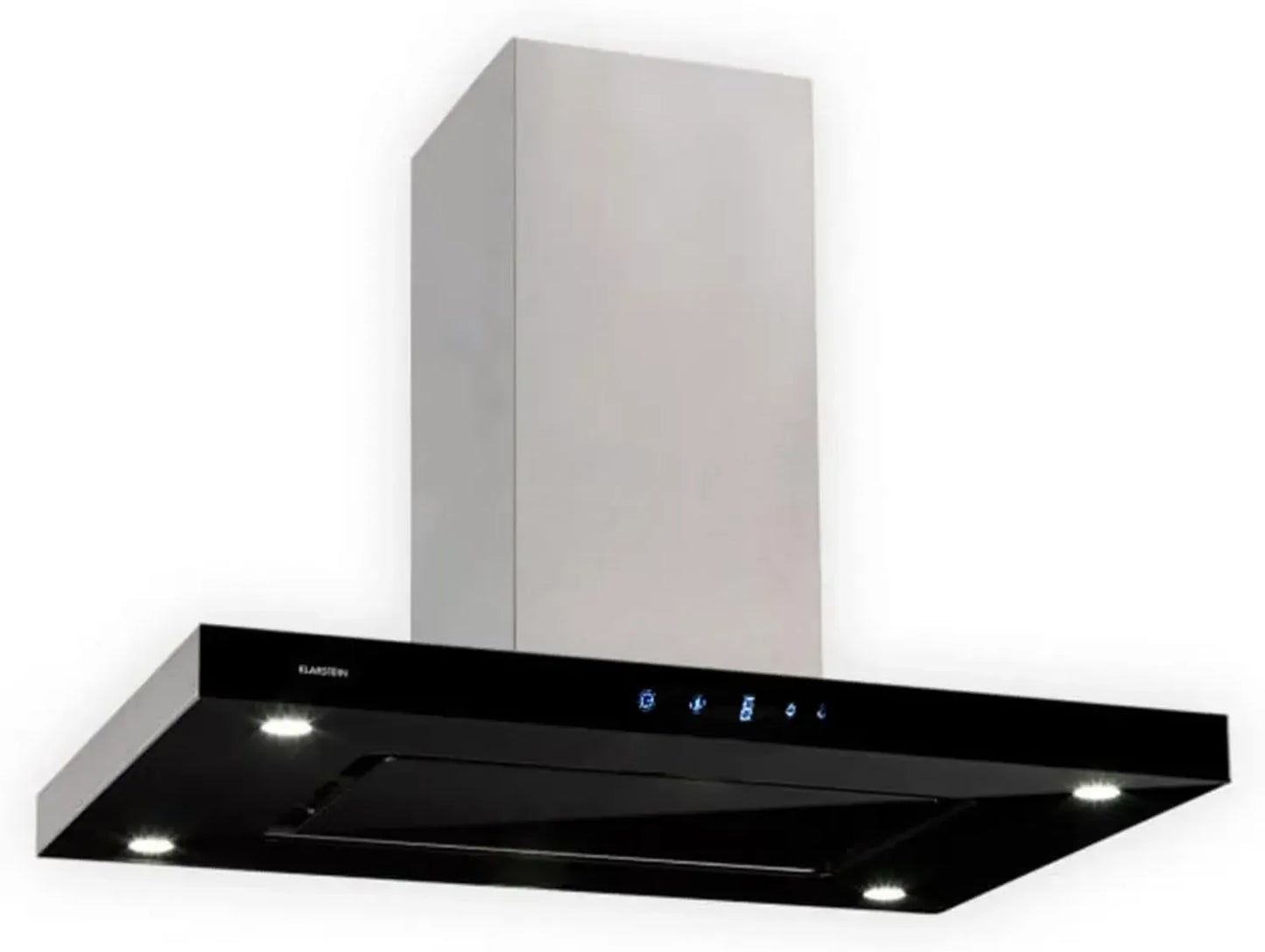 Hotte Îlot Klarstein Valeria - 230W, 650 m³/h, 3 Vitesses, LED, Commande Tactile, Verre et Acier Inoxidable, Économique, Concept PureAmbience, Argent