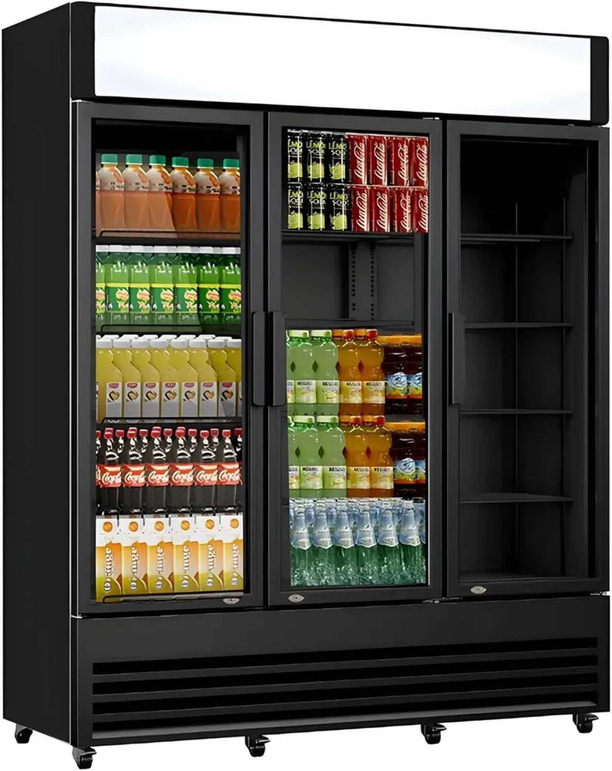 Armoire Réfrigérée 3 Portes 1065L avec Canopy Lumineux et LED, Température Réglable pour Commerces et Supermarchés