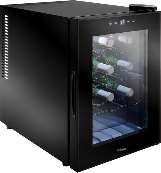 Cave à Vin Thermoélectrique Tristar, 12 Bouteilles, Silencieuse, Porte en Verre, Écran Tactile LED, Éclairage Intérieur