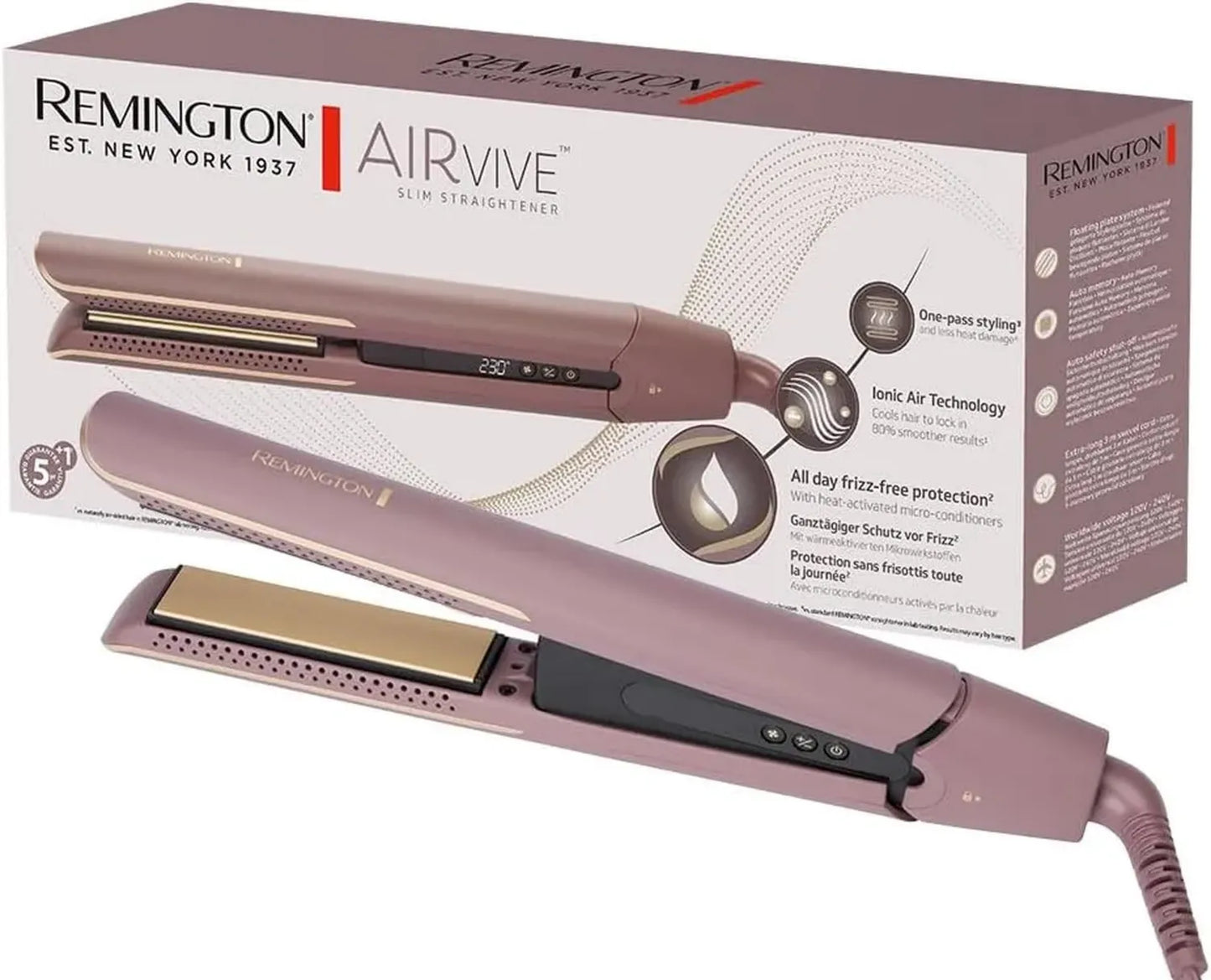 Fer à Lisser Remington AIRvive avec Revêtement Céramique et Technologie Ionique, Écran LCD, Température Réglable 150-230°C, S8930