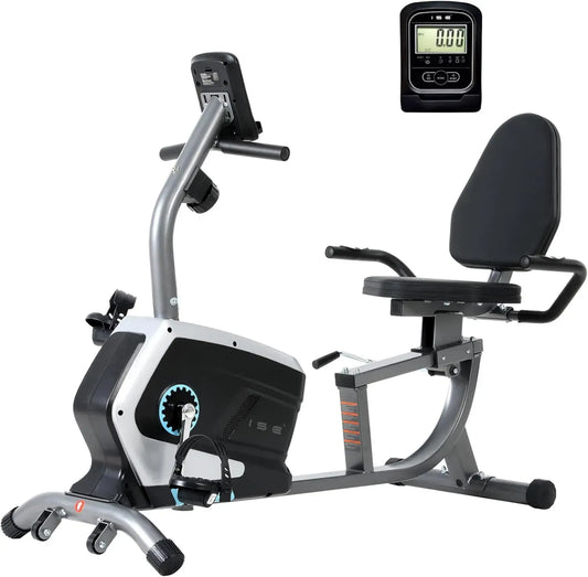 Vélo Semi-Allongé Magnétique avec Écran LCD et Siège Réglable - 8 Niveaux de Résistance