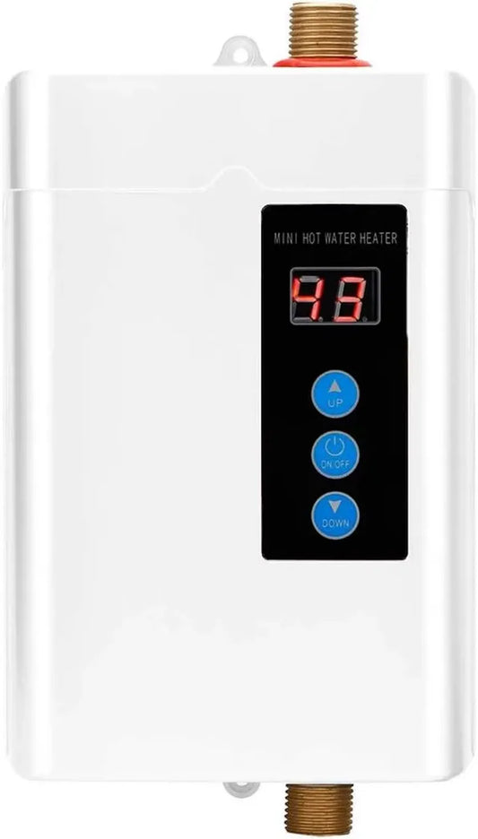 Chauffe-Eau Électrique Instantané 4000W, Écran Tactile LCD, Acier Inoxydable, Blanc, Sans Réservoir, Fonction Mémoire