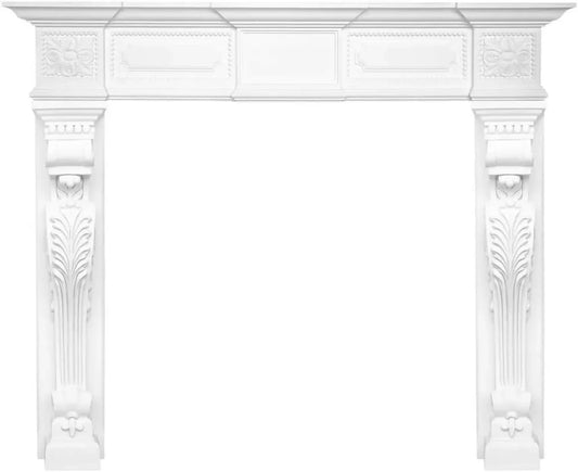 Cadre de cheminée décoratif en polyuréthane blanc pour salon - Ensemble K3005 187 x 132,5 cm