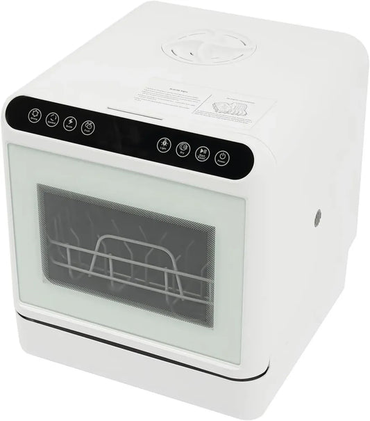 Lave-vaisselle compact de table, 1100 W, 52 dB, eau jusqu'à 72 °C, consommation 3 à 6 L, réservoir 6 L, avec LED